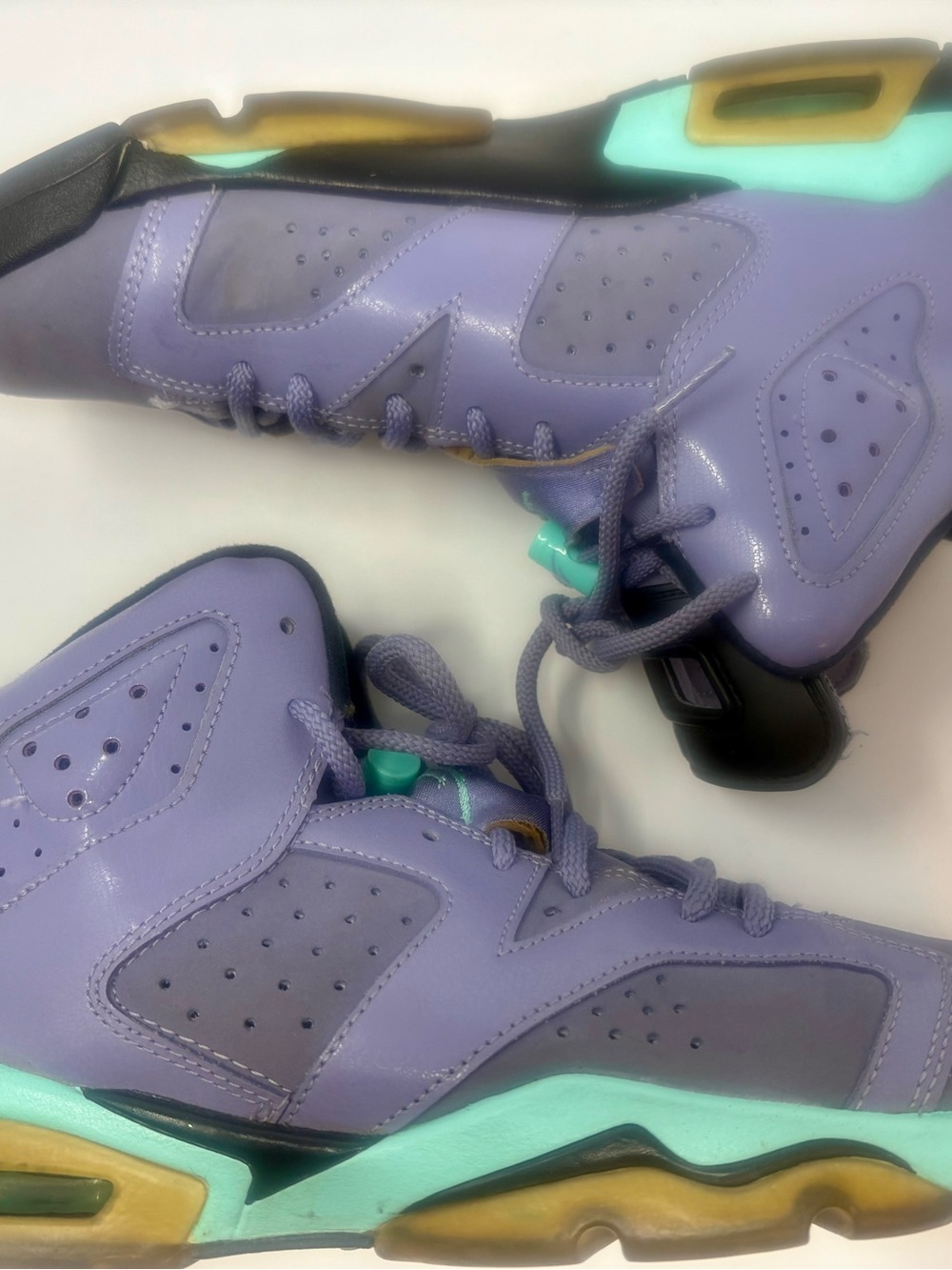 Nike Air Jordan 6 Retro Shoes Youth Size 7Y Iron Purple Mint Black 543390-508